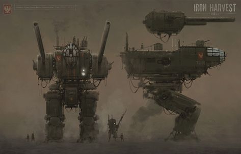 KING Art Games - Buy Iron Harvest Iron Harvest, Dieselpunk Vehicles, Post Apocalyptic Art, King Art, Steampunk Art, Robots Concept, Science Fiction Art, Game Character Design, Robot Concept Art