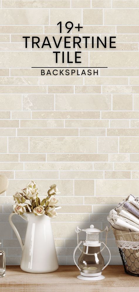 Tile Backsplash Farmhouse Kitchen, Cream Tile Backsplash, Travertine Backsplash Kitchen, Travertine Tile Backsplash, Subway Mosaic, Rustic Kitchen Backsplash, Neutral Backsplash Kitchen, Backsplash Trends, Natural Stone Backsplash