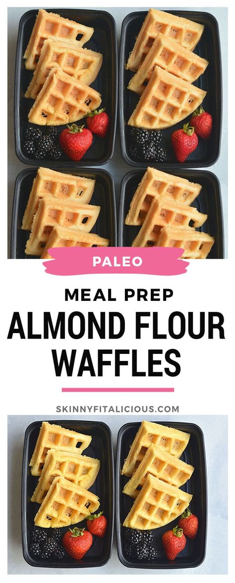 Meal Prep Almond Flour Waffles {Paleo, Gluten Free} - Skinny Fitalicious® Easy Breakfast Meal Prep, Dairy Free Waffles, Almond Flour Waffles, Breakfast Hotel, Dairy Free Protein, Paleo Meal Prep, Healthy Waffles, Protein Waffles, Dairy Free Dinner