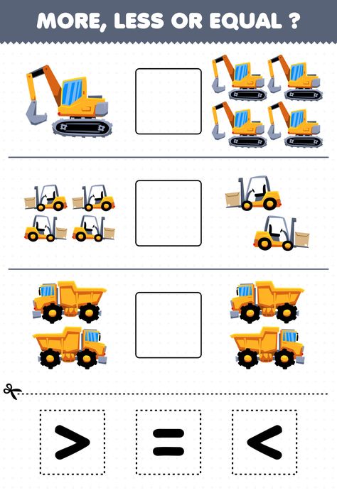 Construction Dramatic Play, Transportation Preschool Activities, 6th Grade Worksheets, Transportation Worksheet, Transportation Preschool, Cut And Glue, Game For Children, Math Activities Preschool, Basic Math