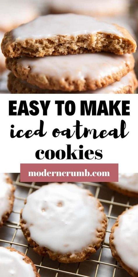 Nostalgic Baking, Winter Baking Recipes, Iced Oatmeal Cookies, Winter Baking, Oatmeal Cookies Chewy, Parchment Paper Baking, Feeling Nostalgic, Lost 100 Pounds, Sugar Glaze