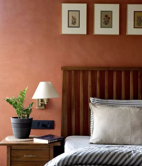 Terra Cotta Limewash Paint, Terra Cotta Walls Living Rooms, Sienna Wall Color, Valspar Terra Cotta Paint Colors, Benjamin Moore Baked Terra Cotta, Terra Cotta Wall Paint, Terra Mauve Benjamin Moore, Terra Cotta Walls Bedroom, Terracotta Color Bedroom