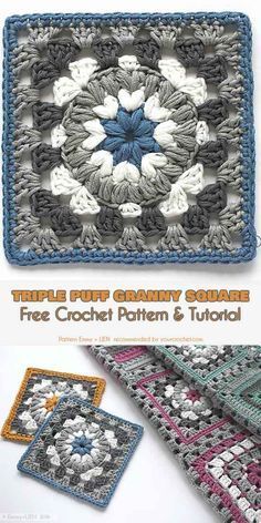 Triple Puff Granny Square for Blanket or Coaster | Your Crochet #freecrochetpatterns #grannysquare #crochetblanket Puff Granny Square, Crochet Stitches Texture, Blankets Diy, Granny Pattern, Crochet Coasters Free Pattern, Coaster Pattern, Granny Square Pattern, Granny Square Crochet Patterns Free, Crochet Granny Square Blanket