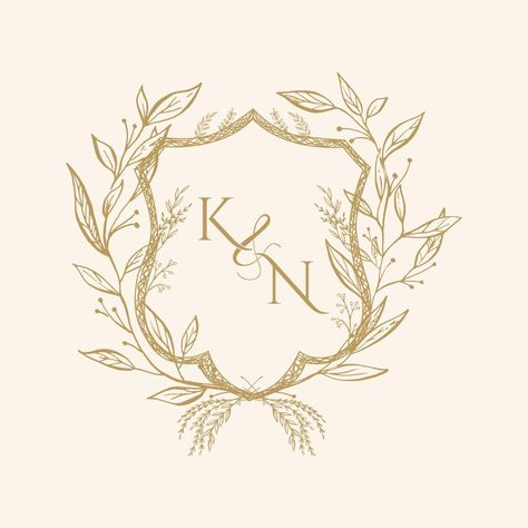 Kn Logo, Baroque Style Wedding, Wedding Initials Logo, Initials Logo Design, Wedding Logo Monogram, Wedding Logo Design, Wedding Crest, Abstract Wallpaper Backgrounds, Wedding Initials