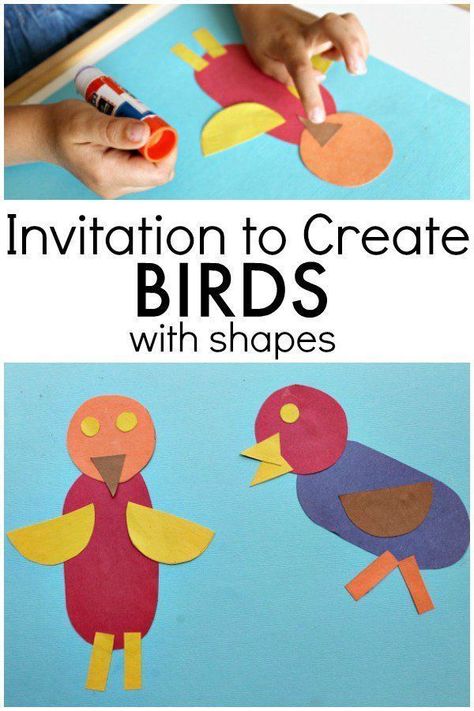 Learn about 2D shapes and making new things with shapes as you create bird art with preschoolers and kindergarteners. Terrific math activity for your preschool bird theme Bird Theme Preschool, Bird Crafts Preschool, Bird Craft, Pets Preschool Theme, Winter Kindergarten, Spring Preschool, 2d Shapes, Theme Activity, Bird Crafts