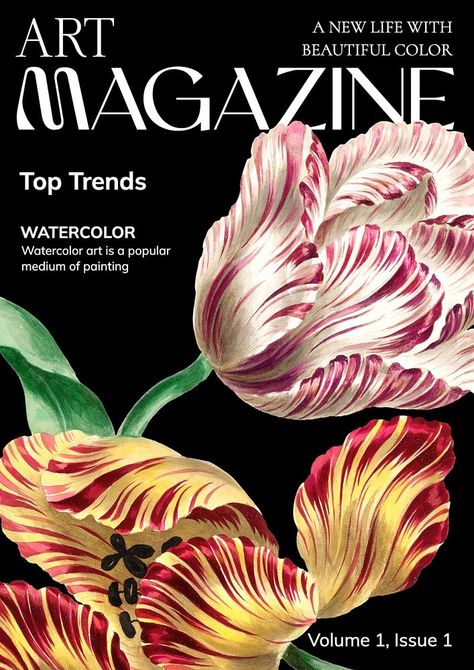 Art magazine poster template | premium image by rawpixel.com / Benjamas Tulip Flowers Aesthetic, Magazine Template Layout, Garden Magazine, Magazine Poster, Aesthetic Floral, Magazine Cover Design, Art Magazine, Flowers Aesthetic, Awesome Designs