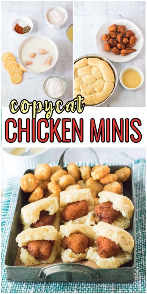 How To Make Chicken Minis, Copycat Chik Fil A Chicken Minis, Chickfila Minis Copycat, Copycat Chick Fil A Chicken Minis, Diy Chicken Minis Chick Fil A, Chik Fil A Breakfast, Chic Fil A Recipes, Chick Fil A Mini Biscuit Recipe, Chick Fil A Breakfast Minis