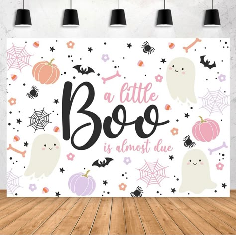 A Little Boo Is Almost Due Halloween October Baby Shower Theme Idea Decorations for Baby Girl Halloween Party Backdrop, Little Boo Is Almost Due, Mickey Halloween Party, Halloween Baby Shower Theme, Baby Shower Sash, Boy Baby Shower Ideas, Baby Shower Clipart, Halloween Backdrop, Baby Shower Desserts