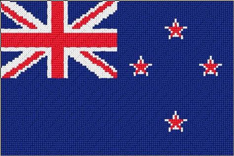 New Zealand Flag Flag Cross Stitch, New Zealand Flag, Projects For School, Jamaica Flag, Cross Stitch Freebies, Photo Corners, Cross Stitch Ideas, Online Pattern, Flags Of The World