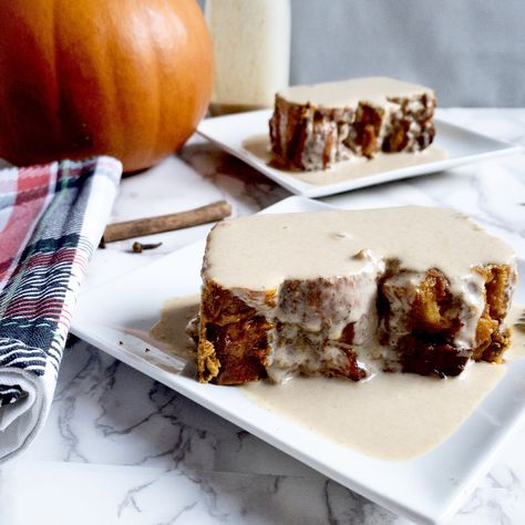 Pumpkin Bread Pudding with Pumpkin Creme Anglaise Fair Recipes, State Fair Food, Pumpkin Bread Pudding, Pumpkin Custard, Fresh Pumpkin, How To Make Pumpkin, Holiday Foods, Fall Food, Pumpkin Bread