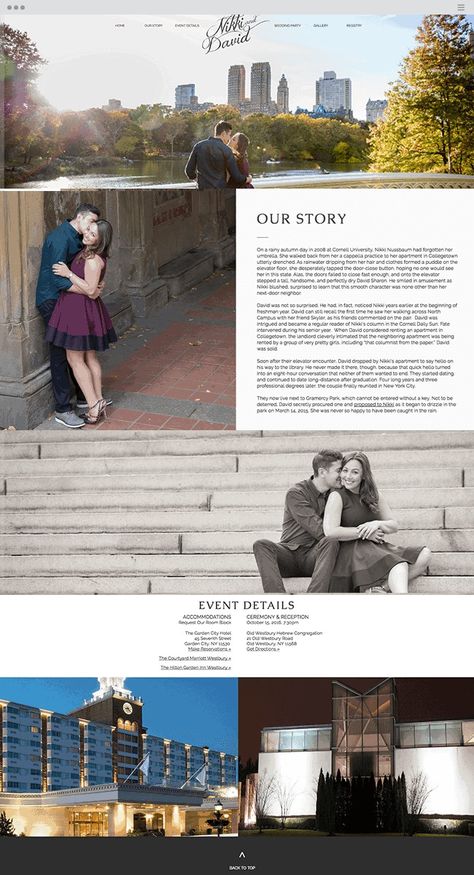 Cute idea for wedding website - Your "love story" Love Story Ideas, Wedding Website Examples, Website Color Schemes, Wedding Website Template, Website Examples, College Town, The Perfect Day, Nature Themed, Stylish Wedding