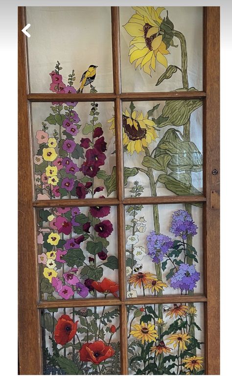 Fused Flowers, Old Window Crafts, Glass Painting Ideas, Window Pane Art, Painted Window Art, Best Paintings, Painting On Glass Windows, Old Window Projects, Window Crafts