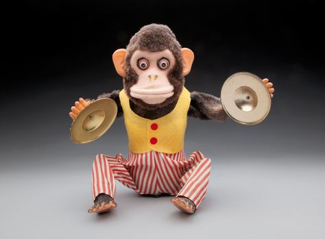 Vintage cymbal-banging monkey. Cymbal Monkey, Clapping Monkey, Monkey With Cymbals, Jolly Chimp, Sfo Airport, Dancing Monkey, Monkey Costume, Circus Monkey, Monkey Dance