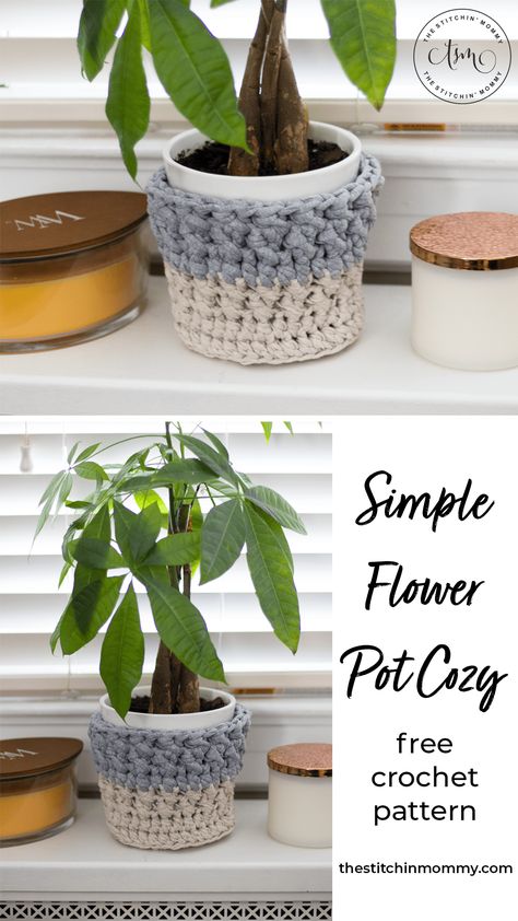 Crochet Planter Cover, Bathroom Crochet, Crochet Flower Pot, Crochet Planter, Crazy Crochet, Crochet Plant Hanger, Planter Cover, Cozy At Home, Plant Pot Covers