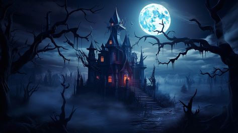 "Spooky Halloween Castle" image by Vera Kratochvil https://www.publicdomainpictures.net/en/view-image.php?image=528785&picture=spooky-halloween-castle #freeimage #spooky #halloween #castle #publicdomain #CC0 Spooky Castle Illustration, Graveyard Wallpaper, Spooky Halloween Castle, Evil Castle, Horror Atmosphere, Spooky Houses, Spooky Castle, Grass Clipart, Halloween Castle