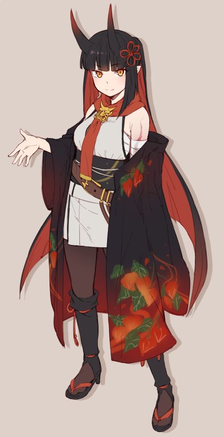 Miko Priestess, Oni Character, Demon Fanart, Oni Art, Oni Samurai, Interesting Characters, Japanese Oni, Shrine Maiden, Clothes Reference