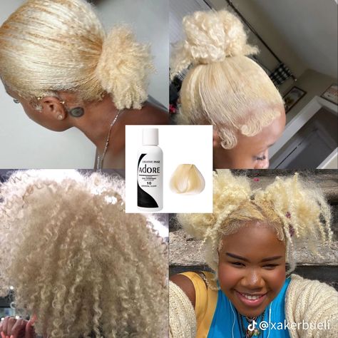 Adore Hair Dye Black Women, Dyed Afro, Afro Hair Dye, Bleach Hair Dye, Adore Hair Dye, Girl Hair Colors, Hair Dyes, Dyed Hair Inspiration, Dye Ideas