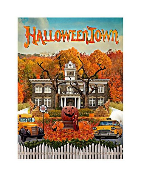 "Halloweentown" Print Bedroom Fall Decor, Family Pillow, Retro Kunst, Chic Halloween, Fall Bedroom, Deco Retro, Halloween Poster, Halloween Vintage, Cool Halloween Costumes