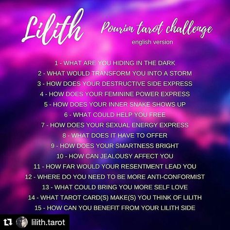 55 Likes, 5 Comments -  Divination Challenges  (@divination.challenges) on Instagram: “This one starts February 27th- Be sure to check out @lilith.tarot for more info.  #Repost…” Tarot Challenge, Lillith Goddess, Divination Magic, Oracle Spreads, Goddess Lilith, Free Tarot Cards, Tarot Card Readings, Learning Tarot Cards, Numerology Life Path