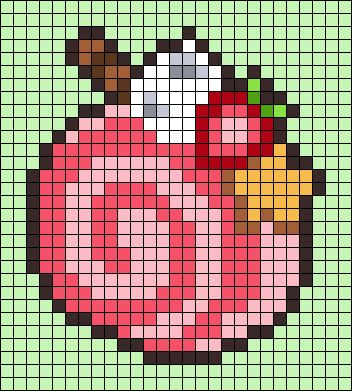 Strawberry Pixel Art Grid, Pixel Art Dessert, Strawberry Grid Pattern, Food Pixel Art Grid, Fruit Alpha Pattern, Strawberry Perler Bead Pattern, Strawberry Bracelet Pattern, Kawaii Pixel Art Grid, Pixel Art Strawberry