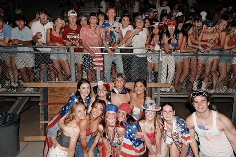 Football game Football theme Highschool football FNL THEME USA THEME Superhero Fnl Theme, Usa Student Section Theme, Usa Fnl Theme, Country Football Game Theme, Usa Football Theme, Black Out Football Game, Asb Ideas, Football Season Outfits, Football Game Outfit Highschool