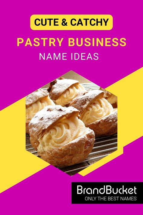 This curated and catchy list of pastry business name ideas will give you the inspiration you need to get started with your own pastry business. Check out the names now! pastry business, pastry business name ideas, pastry business ideas, pastry business logo, pastry business name, name for pastry business, name ideas for pastry business, unique name for pastry business, catch names for pastry business, cake and pastry business name, business pastry names Pastry Business Name Ideas, Pastry Shop Name Ideas, Cake Shop Names, Cake Business Names, Logo Pastry, Cake Bakery Shop, Pastry Business, Sweet Business, Bakery Names