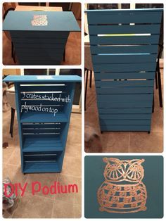 EASY DIY teachers podium with storage.  3 crates and plywood plus wheels for easy moving Diy Podium Teacher, Classroom Diy Furniture, Diy Podium Stand, Diy Podium, Podium Diy, Classroom Podium, Teacher Podium, Teach Ag, Diy Classroom Furniture