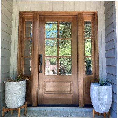 Shop the Andalucia 6-Lite Entry Door with Sidelights. Popular modern farmhouse exterior wood front door with sidelights. Clear bevel or flemish glass options.