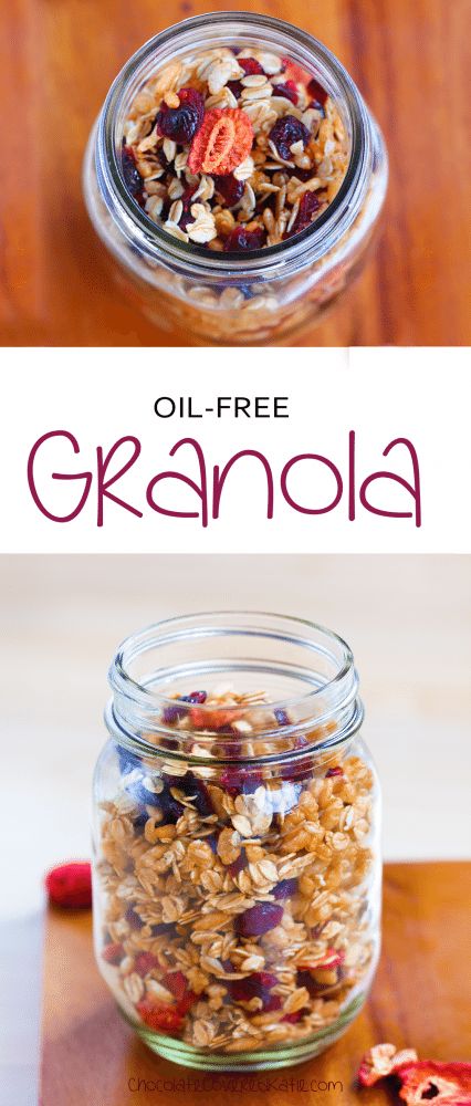 Ingredients: 1 cup oats, 1/2 cup dried fruit, 1/4 tsp baking soda, 1/3 cup... https://chocolatecoveredkatie.com/2015/04/09/low-fat-granola-recipe/ @choccoveredkt Low Fat Granola Recipe, Granola Chocolate, Granola Recipe, Granola Recipes, Homemade Granola, Low Fat Recipes, Granola Bars, Vegan Breakfast, Refined Sugar