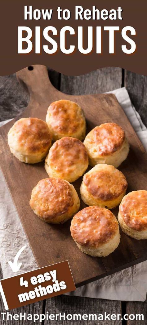 Learn how to reheat biscuits in less than 10 minutes so they taste just as delicious as they did right out of the oven! Whether using the oven, microwave, air fryer, or toaster oven these tips will keep your biscuits soft and fluffy! Reheat Biscuits In Air Fryer, Garlic Cheddar Biscuits, Frozen Biscuits, Flaky Biscuits, Drop Biscuits, Oven Canning, Toaster Oven, Oven Racks, Save Food