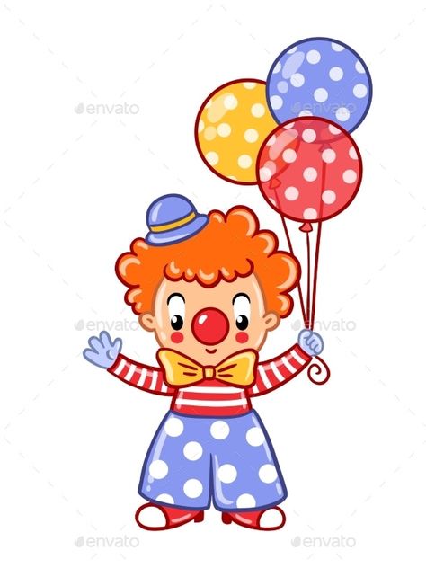 Circus Background, Circus Crafts, Happy Hat, Clown Illustration, Birthday Illustration, Art Birthday Party, Cute Clown, Send In The Clowns, Circus Clown