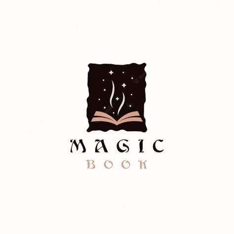 Book Club Logo Ideas, Author Logo Design, Book Logo Design Icons, Logo Book Design, Magic Book Illustration, Book Typography Design, Book Logo Ideas, Magical Typography, Book Logo Design Ideas