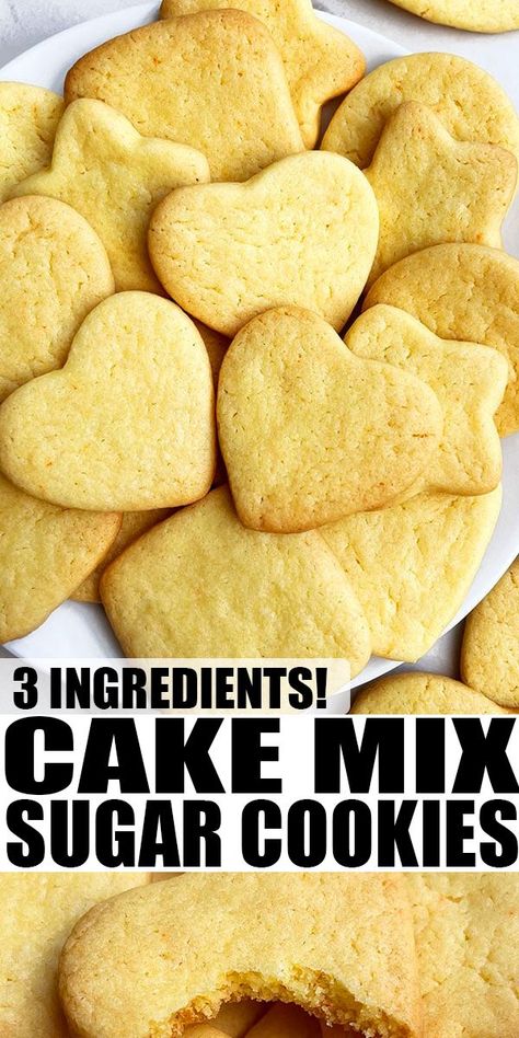 Cake Mix Sugar Cookies Recipes, Cake Mix Cookies 3 Ingredient Christmas, Cake Mix Cutout Cookies, Cake Box Sugar Cookies, Cake Mix Sugar Cookies Cut Out, Bisquick Sugar Cookies, Sugar Cookie Cake Mix Recipe, Easy Cutout Sugar Cookies, Keto Cake Mix Cookies