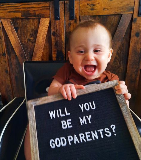 Do You Want To Be My Godparents Ideas, Cute Ways To Ask Godparents, Will You Be My Godparents Proposal, God Parent Proposal Ideas, Asking Godparents, Bday Celebration, Faith Journal, Belly Photos, Board Pictures