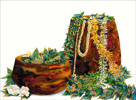 A Lei Never Forgotten - Peggy Chun Hawaiian Christmas Cards, Pua Flower, Hawaiian Beach House, Hawaiian House, Hawaii Art Print, Hawaiian Beach Party, Polynesian Art, Hawaii Art, Hawaiian Christmas