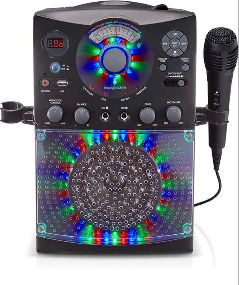 Singing Machine SML385UBK Bluetooth Karaoke System with LED Disco Lights, CD+G, USB, and Microphone, Karaoke Machine for Kids and Adults, Birthday Gift, Black [Amazon Exclusive] Led Disco Lights, Karaoke System, Karaoke Machine, Karaoke Songs, Disco Lights, Music Cds, Built In Speakers, Digital Audio, Cd Player