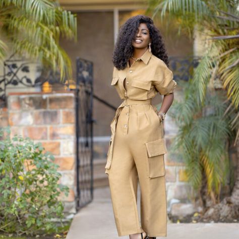 Cargo Jumpsuit Outfit, Distressed Jeans Outfit, Belted Midi Skirt, Melanin Skin, Cargo Jumpsuit, Pencil Midi Skirt, Cool Pants, Style Pantry, Jumpsuit Outfit