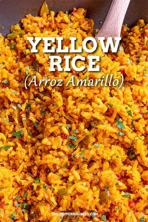 Easy Mexican Yellow Rice Recipe, Yellow Rice With Shrimp, Salvadorian Rice Recipe, Seasoned Yellow Rice, Latin Rice Recipes, Sazon Goya Recipes Rice, Pork And Yellow Rice Recipes, Yellow Mexican Rice Recipe, Spanish Yellow Rice Recipe Puerto Rico