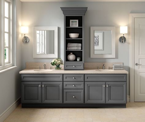 Diamond at Lowes - Lisette Painted Peppercorn Home Depot Kitchen, Maple Kitchen Cabinets, Best Kitchen Design, Bathroom Vanity Designs, Master Bath Remodel, Bathroom Redo, Bathroom Spa, Bathroom Renos, Bathroom Cabinets