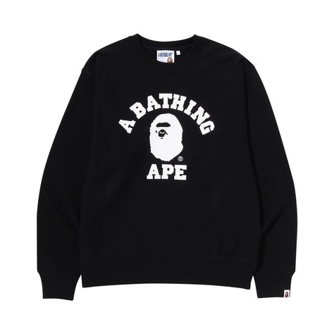 Find BAPE College Relaxed Fit Crewneck on Editorialist. BAPE College Relaxed Fit Crewneck 'Black' Bape Sweaters, Nice Sweaters, Bape Shoes, Phone Setup, College Crewneck Sweatshirts, College Crewneck, Sweatshirt Aesthetic, Hoodies Sweaters, College Sweatshirt