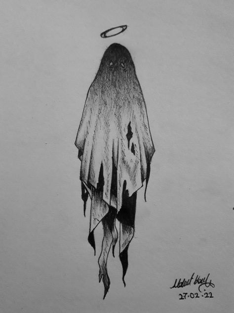 Ghost Drawing Scary Dark, Scary Sketch Ideas, Easy Creepy Drawing Ideas Dark Art, Easy Horror Drawings For Beginners, Ghost Pencil Drawing, Goth Doodles Easy, Demon Drawing Sketches Easy, Gothic Drawings Creepy Dark Art, Creepy Ghost Drawing