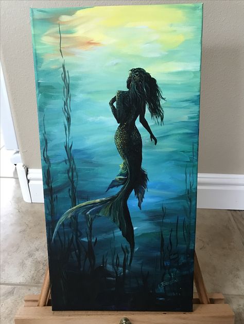 Mermaid Artwork, Mermaid Painting, Tumblr Art, Soyut Sanat Tabloları, Beginner Painting, Mermaid Art, Art Painting Acrylic, A Mermaid, Canvas Art Painting