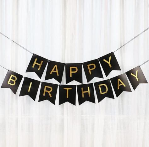 Timeless Black and Gold Foil Happy Birthday Banner! 🖤💛🖤💛 Remember to use this code to get 25% off everything in my shop 👉🏽 TBVM25 Ready to ship and is available on Etsy or my website: https://www.prettyposhparty.com #banner #goldfoilbanner #buntingbanner #buntingflag #happybirthday #happybirthdaybanner #partydecor #partydecorations #banner #goldfoilbanner #buntingbanner #peanutbanner #happybirthday #happybirthdaybanner #partydecor #partydecorations #blackandgoldbanner #tbvm #theblackvir Gold Happy Birthday Banner, Gold Birthday Decorations, Gold Happy Birthday, Garland Birthday, Black Banner, Kids Birthday Party Decoration, Birthday Garland, Bunting Flag, Mini Balloons