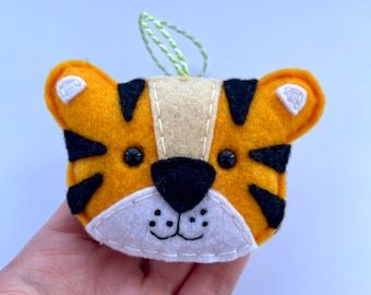 Felt Tiger, Felt Keyring, Bauble Ornaments, Cat Baby, Cat Decor, Big Cat, Handmade Felt, Felt Ornaments, Fridge Magnet