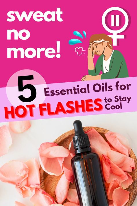 A illustration of woman having hot flash, menopause symbol, and a picture of essential oil bottle Oils For Hot Flashes, Essential Oils For Hot Flashes, Hot Flashes Essential Oils, Hormone Balancing Essential Oils, Essential Oils Herbs, Homemade Remedies, Best Essential Oils, Hot Flashes, Lose 20 Pounds