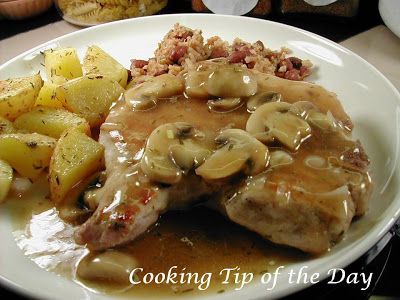 Cooking Tip of the Day: Recipe: Mushroom Sherry Sauce for Pork Chops or Chicken Breasts Pork Chop Stroganoff, Pork Chops With Mushroom Gravy, Mushroom Soup Pork Chops, Sherry Sauce, Top Slow Cooker Recipes, Slower Cooker, Pork Gravy, Mushroom Gravy Recipe, Pork Sauce