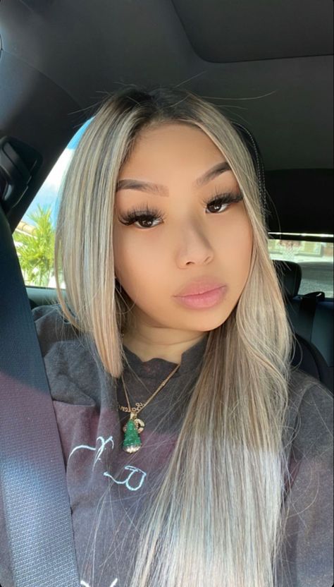 Blonde Hair On Asian, Mexican With Blonde Hair, Best Hair Color For Pale Skin Blue Eyes, Latina Blonde Hair Olive Skin, Asian Blonde Hair, Olive Skin Blonde Hair, Blonde Latina, Blonde Asian Hair, Pale Skin Hair Color