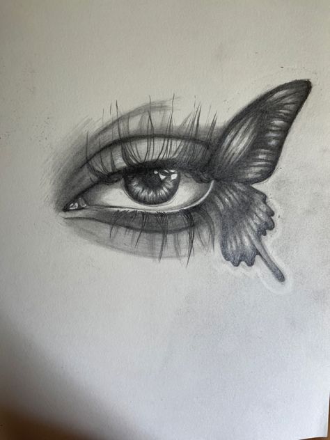 Eye With Butterfly Drawing, Thermal Colors Art, Eye Butterfly Drawing, Butterfly With Eyes Drawing, Fierce Eyes Drawing, Butterfly Eyes Drawing, Butterfly Eye Drawing, Unique Sketches Creative, Creative Eye Drawings