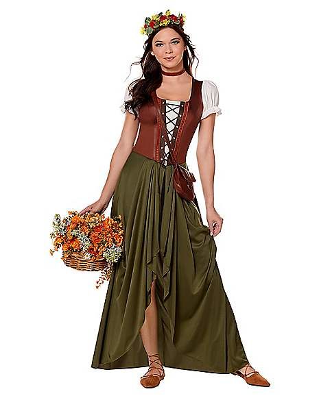 Adult Medieval Maiden Costume - Spirithalloween.com Medieval Outfit Women, Medieval Maiden, Medieval Costume Women, Maiden Costume, Witch Outfits, Home Halloween Costumes, Medieval Outfit, Scottish Clothing, Medieval Clothes