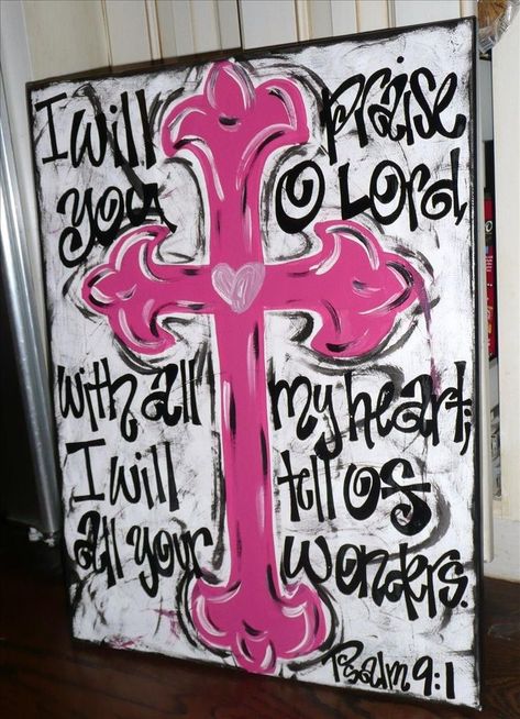 Cross Painting, Pink Canvas Art, Online Prayer, Psalm 9, Cross Decor, Prayer Requests, Cross Wall, Cross Wall Decor, Graffiti Style Art